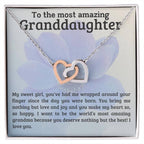 To My Amazing Granddaughter - You Bring Me Love and Joy - Personalized Interlocking Hearts Pendant Necklace