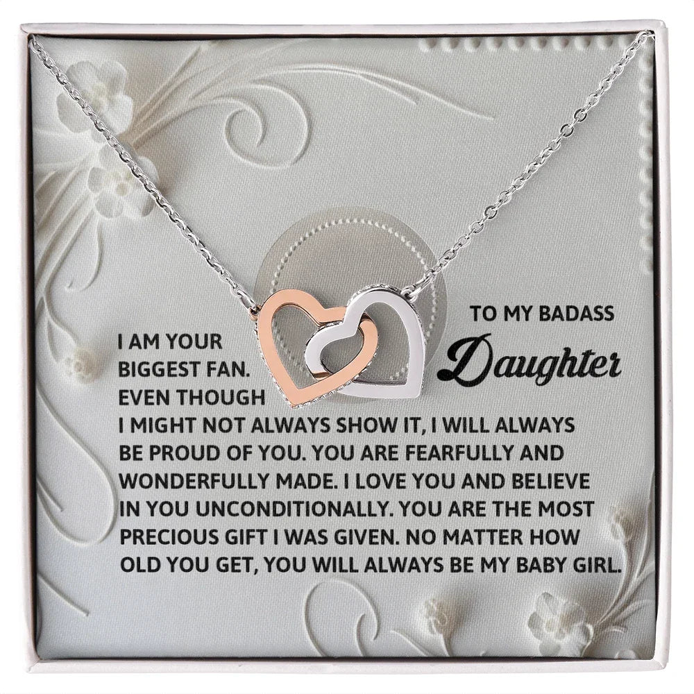To My Badass Daughter - A Bold & Heartfelt Gift of Love -Interlocking Hearts Necklace