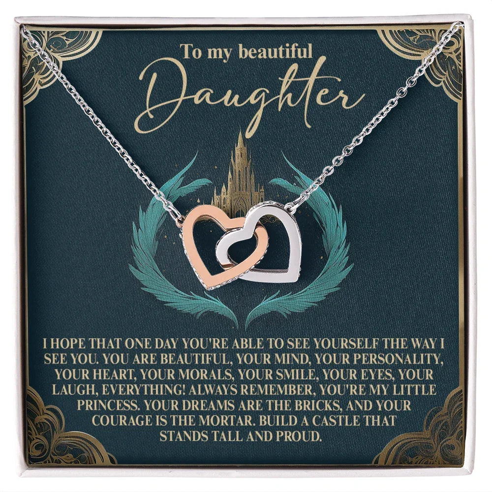 To My Beautiful Daughter – Build a Castle That Stands Tall and Proud – Fairytale-Inspired Necklace Gift from Mom