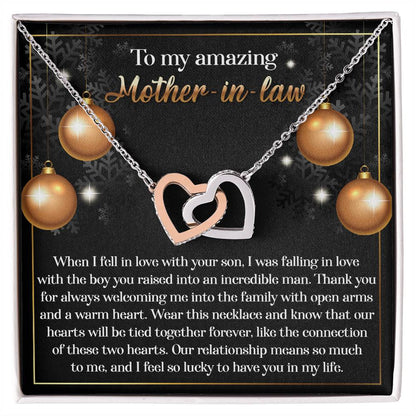 To My Amazing Mother-in-law  Our Two Hearts Pendant Necklace - Mallard Moon Gift Shop