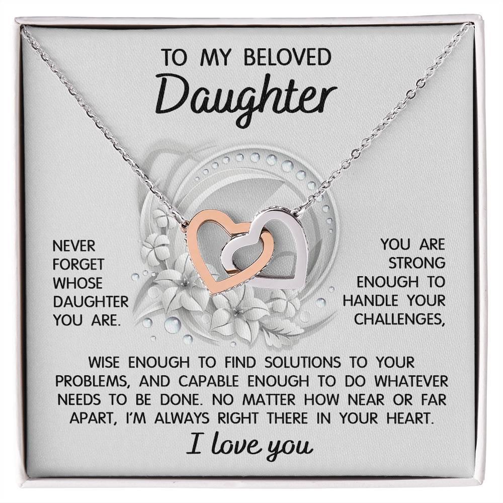 Daughter - I'm Always Right There - Interlocking Hearts Necklace - Mallard Moon Gift Shop