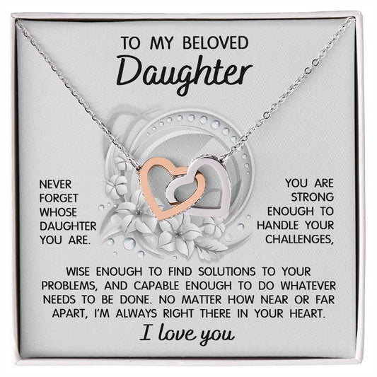 Daughter - I'm Always Right There - Interlocking Hearts Necklace - Mallard Moon Gift Shop