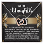 To My Daughter - My Greatest Treasure Interlocking Hearts Necklace Birthday, Graduation, Christmas Gift