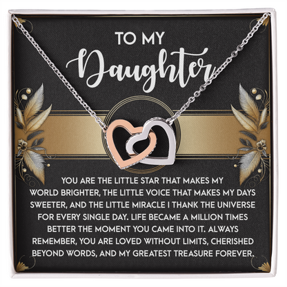 To My Daughter - My Greatest Treasure Interlocking Hearts Necklace Birthday, Graduation, Christmas Gift - Mallard Moon Gift Shop