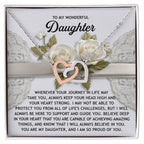 To My Wonderful Daughter - Interlocking Hearts Necklace – Inspirational Gift for Strength & Confidence