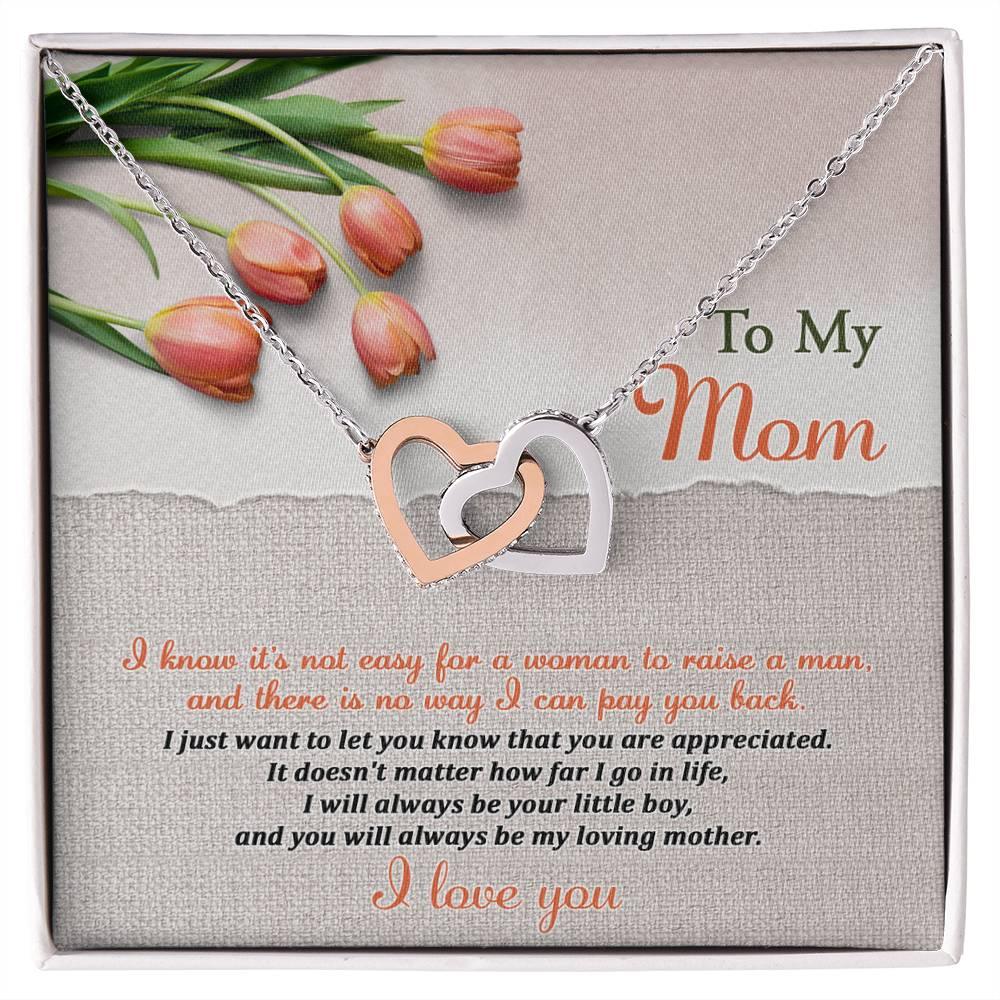 To My Mom, I Will Always Be Your Little Boy - Interlocking Hearts Pendant Necklace - Mallard Moon Gift Shop