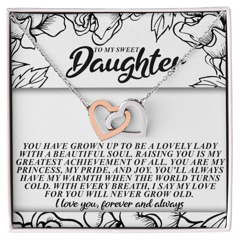 To My Sweet Daughter – You'll Always Have My Warmth When the World Turns Cold – Necklace Gift from Mom or Dad with Message Card