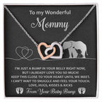 Gift for the Expectant Mom Love, Kisses and Kicks from the Baby Bump Until We Meet Interlocking Hearts Necklace