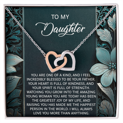 To My Daughter Interlocking Hearts Necklace – A Heartfelt Gift She'll Cherish Forever - I am Blessed to be your Father - Mallard Moon Gift Shop
