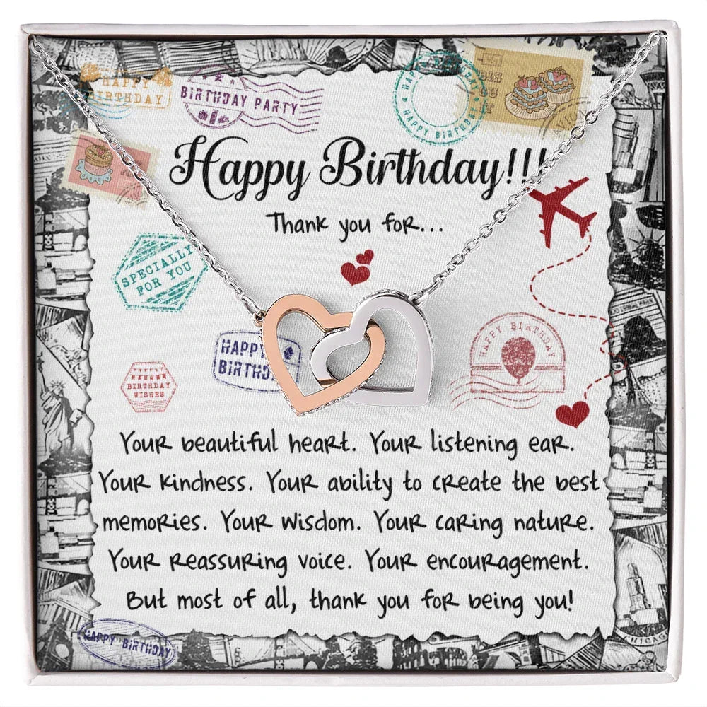 Happy Birthday Daughter Interlocking Hearts Necklace – Thank You for Being You | Meaningful Birthday Gift from Parent