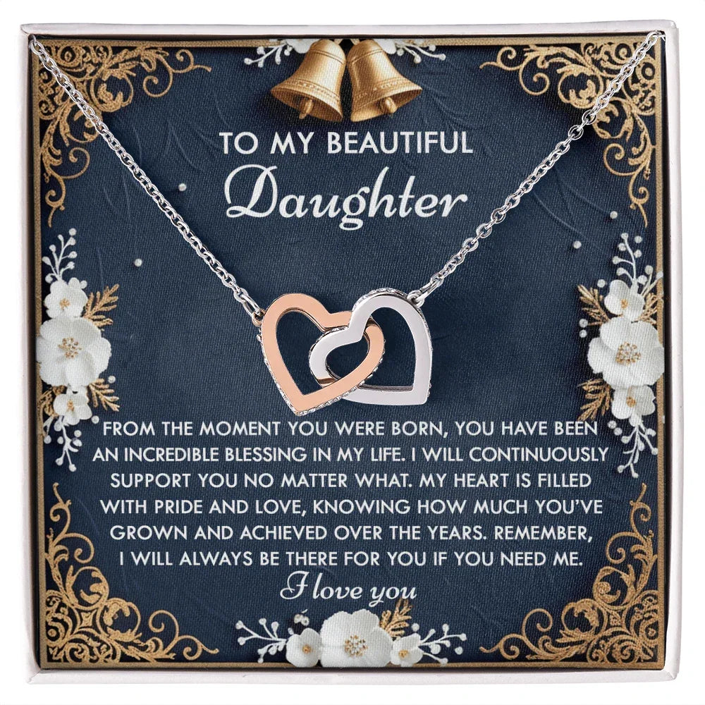To My Beautiful Daughter - My Blessing - Interlocking Hearts Necklace – A Sentimental Gift of Love & Support