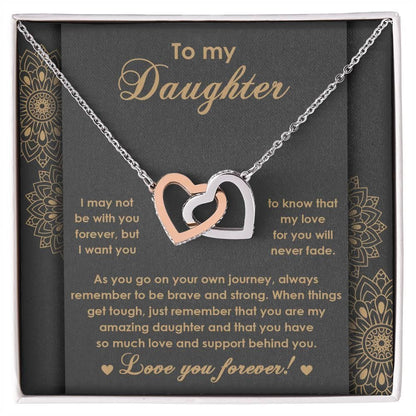 Gift for Birthday, Christmas - Daughter - Brave And Strong - Interlocking Hearts Necklace - Mallard Moon Gift Shop