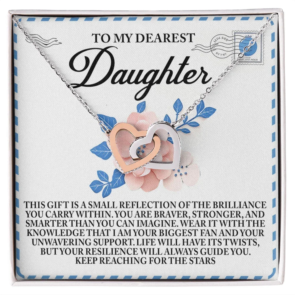 To My Dearest Daughter – Keep Reaching for the Stars - Inspirational Necklace Gift with Message Card