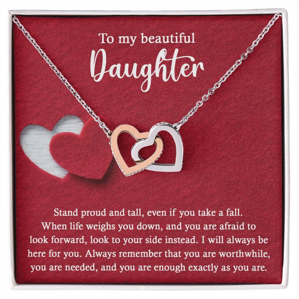 Daughter Wedding Day Gift - As You Are - Interlocking Hearts Necklace - Mallard Moon Gift Shop
