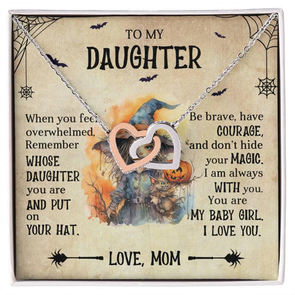 Daughter Halloween Inspired - Put Your Hat On and Don't Hide Your Magic Interlocking Hearts Necklace - Mallard Moon Gift Shop