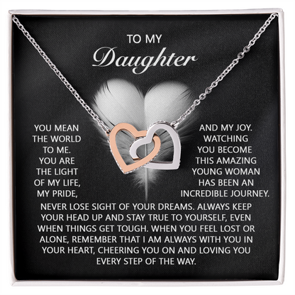 To My Daughter – A Gift of Love, Pride & Encouragement- Interlocking Hearts Necklace - Mallard Moon Gift Shop