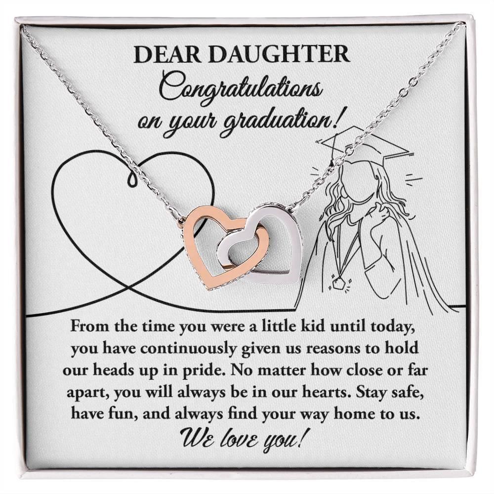 Dear Daughter Congratulations on your Graduation Interlocking Hearts Pendant Necklace