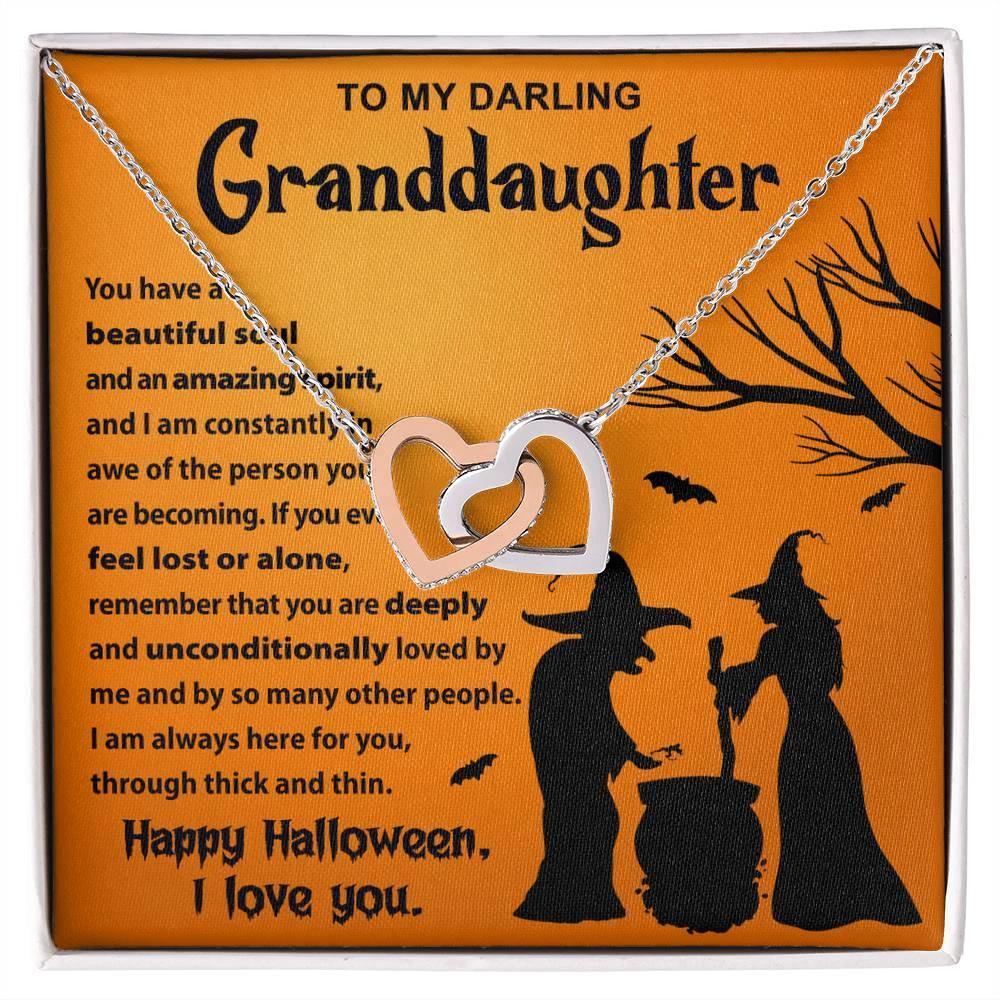Granddaughter - Amazing Spirit Halloween Interlocking Hearts Pendant Necklace