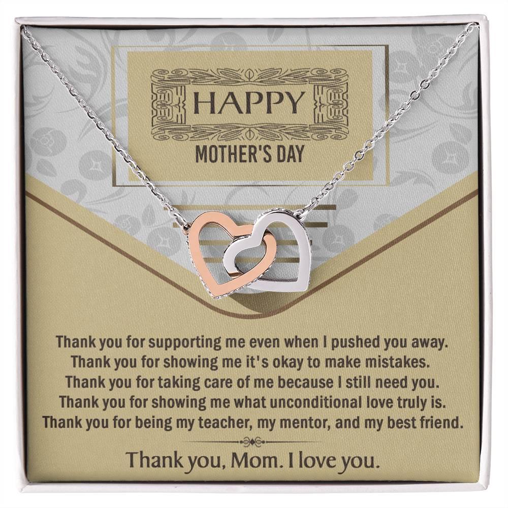Happy Mother's Day Unconditional Love Interlocking Hearts Pendant Necklace Gift for Mom - Mallard Moon Gift Shop