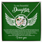 To My Beautiful Daughter – A Lucky & Loving Gift of Strength and Encouragement- Interlocking Hearts Necklace with Inspirational Message