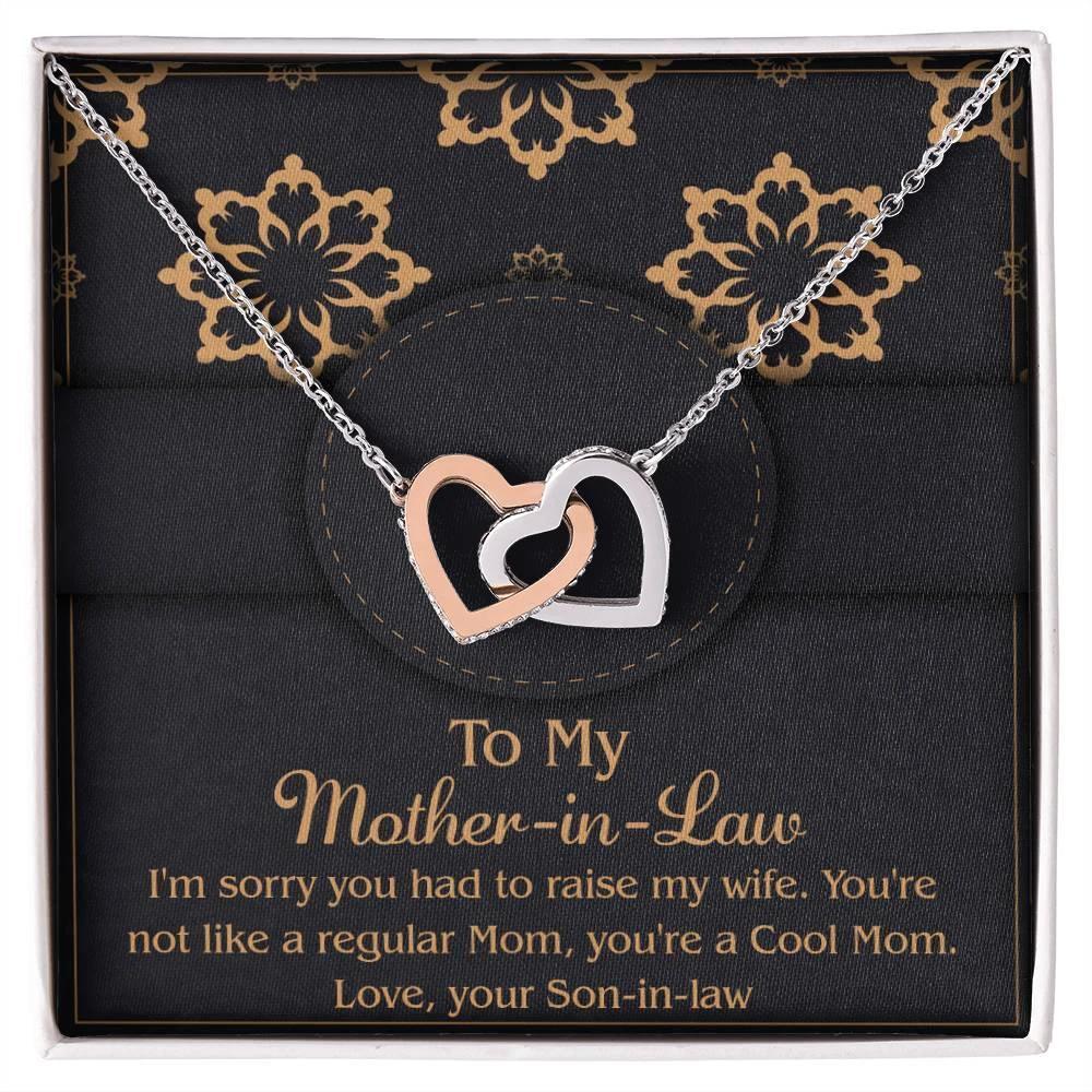 Gift for Mother-In-Law from Son-in-law You are a Cool Mom Interlocking Hearts Necklace