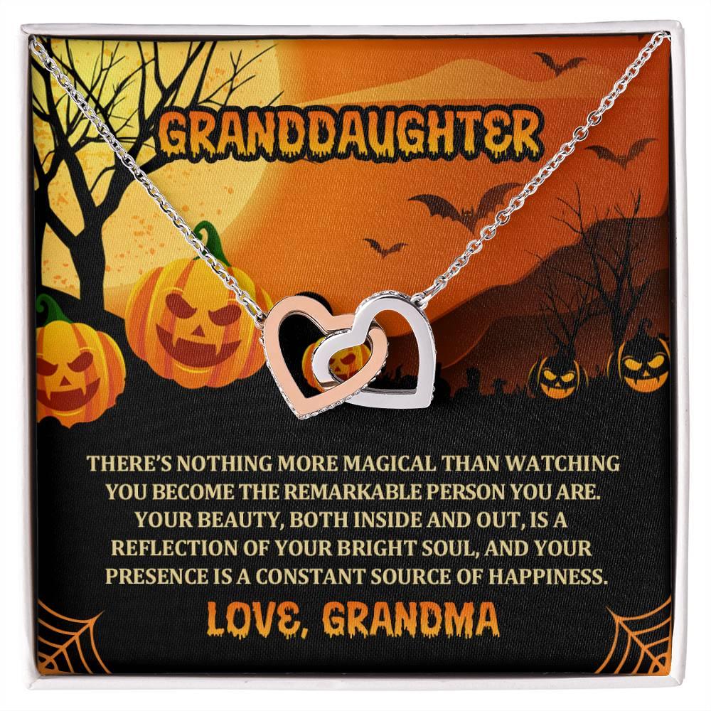 Granddaughter Halloween Nothing More Magical Personalized Interlocking Hearts Pendant Necklace - Mallard Moon Gift Shop
