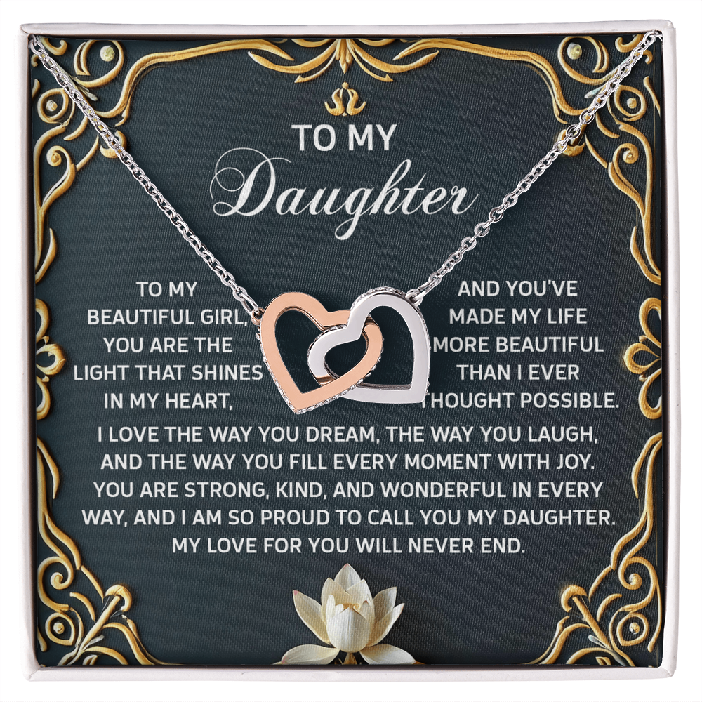 To My Daughter A Heartfelt Gift of Love & Pride Interlocking Hearts Necklace – A Timeless Symbol of Love & Pride - Mallard Moon Gift Shop