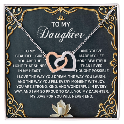 To My Daughter A Heartfelt Gift of Love & Pride Interlocking Hearts Necklace – A Timeless Symbol of Love & Pride - Mallard Moon Gift Shop