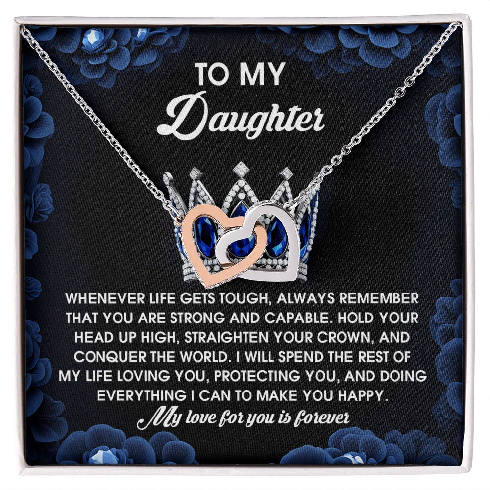 To My Daughter - Strength & Unwavering Love - Interlocking Hearts Necklace