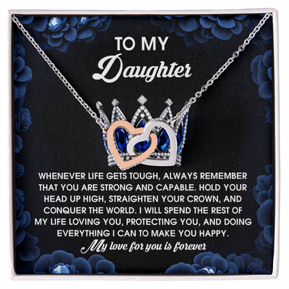 To My Daughter - Strength & Unwavering Love - Interlocking Hearts Necklace - Mallard Moon Gift Shop