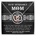 Mom - You are the Queen Leading our Family with Strength, Grace and Love Interlocking Hearts Pendant Necklace