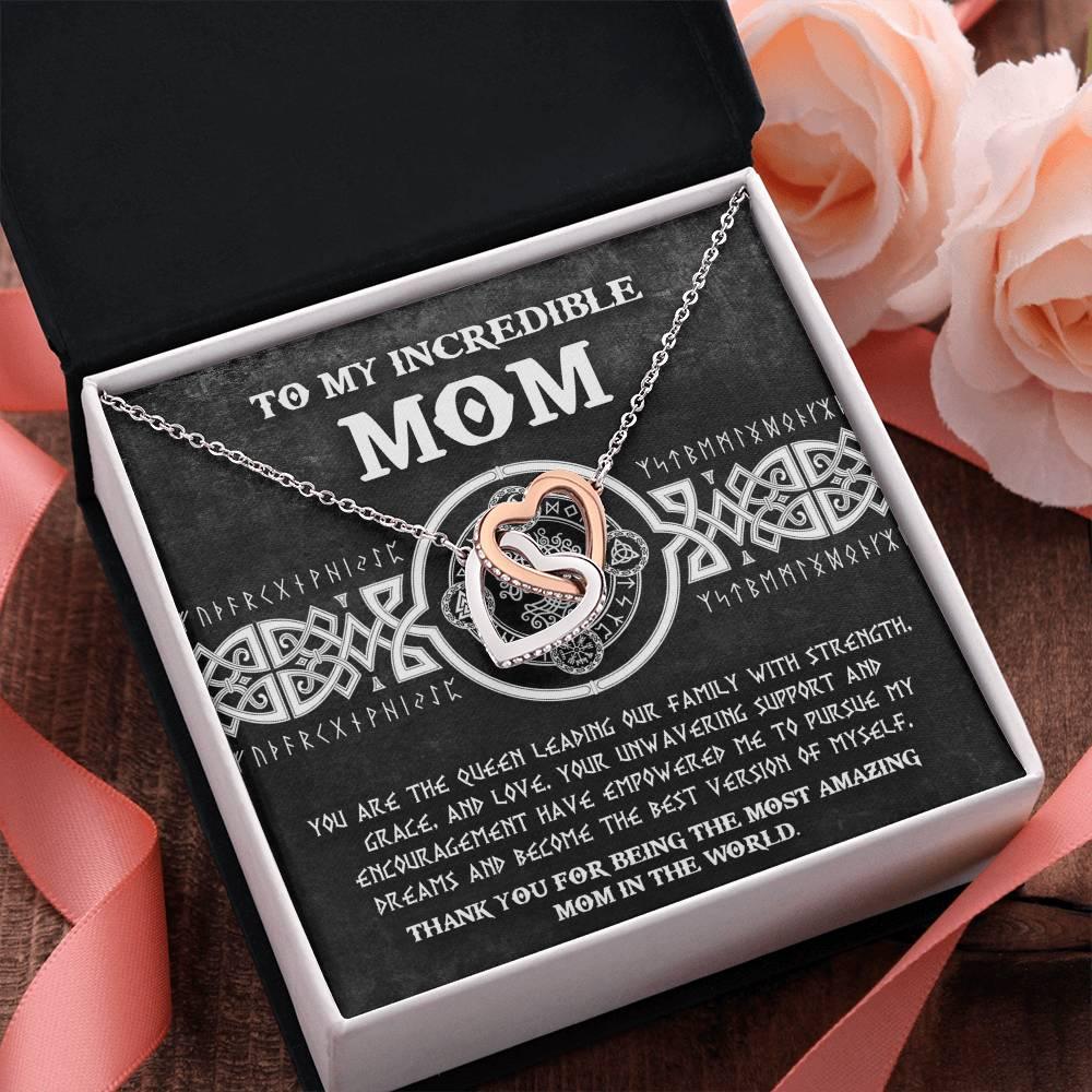 Mom - You are the Queen Leading our Family with Strength, Grace and Love Interlocking Hearts Pendant Necklace - Mallard Moon Gift Shop
