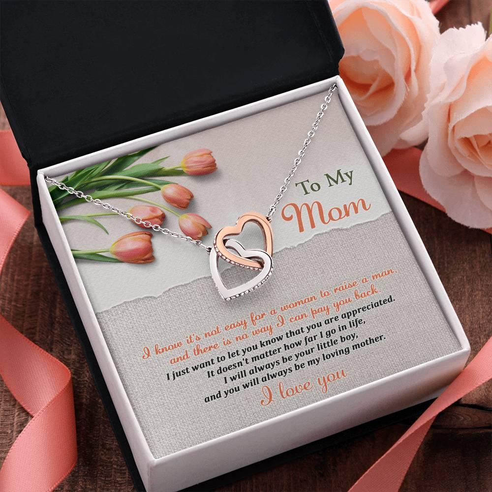 To My Mom, I Will Always Be Your Little Boy - Interlocking Hearts Pendant Necklace - Mallard Moon Gift Shop