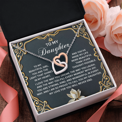 To My Daughter A Heartfelt Gift of Love & Pride Interlocking Hearts Necklace – A Timeless Symbol of Love & Pride - Mallard Moon Gift Shop