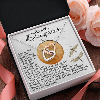 To My Daughter - Your Quiet Strength Inspires Me - Interlocking Hearts Necklace - Mallard Moon Gift Shop
