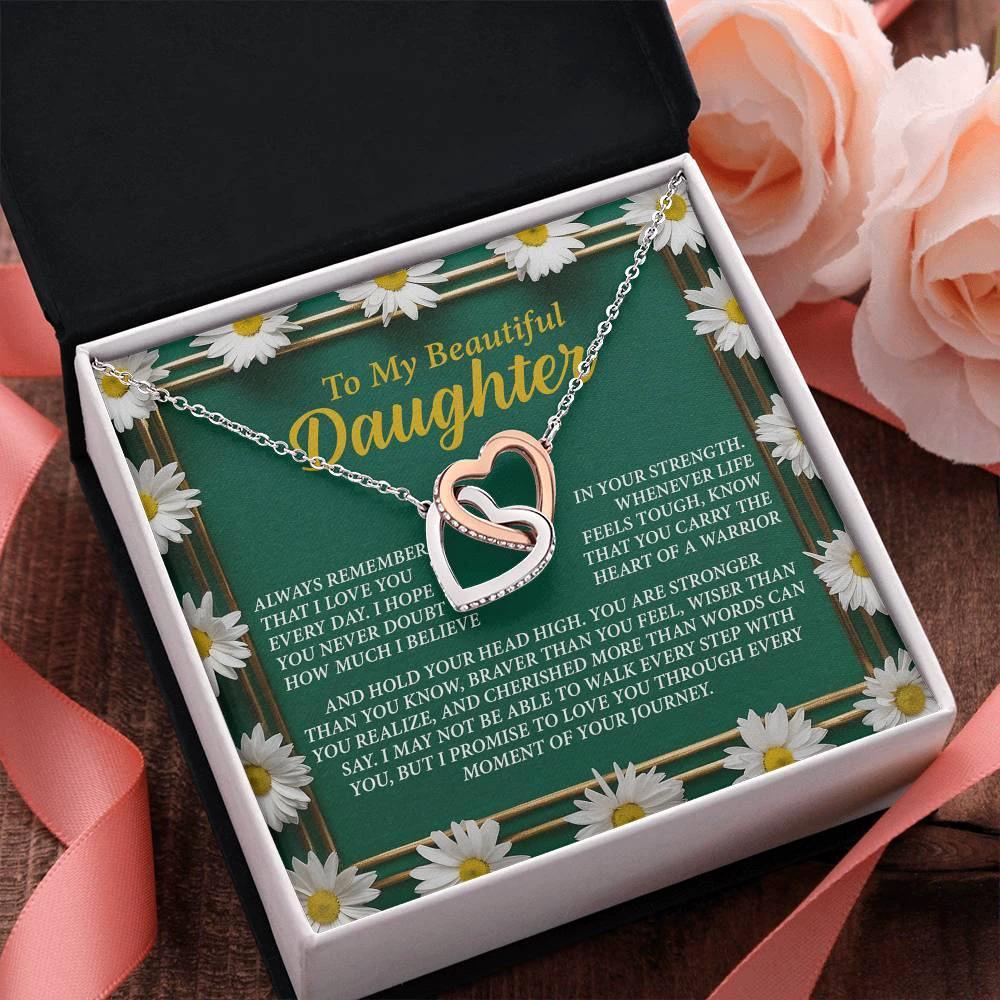 To My Beautiful Daughter - I Promise to Walk Every Step With You - Interlocking Hearts Necklace