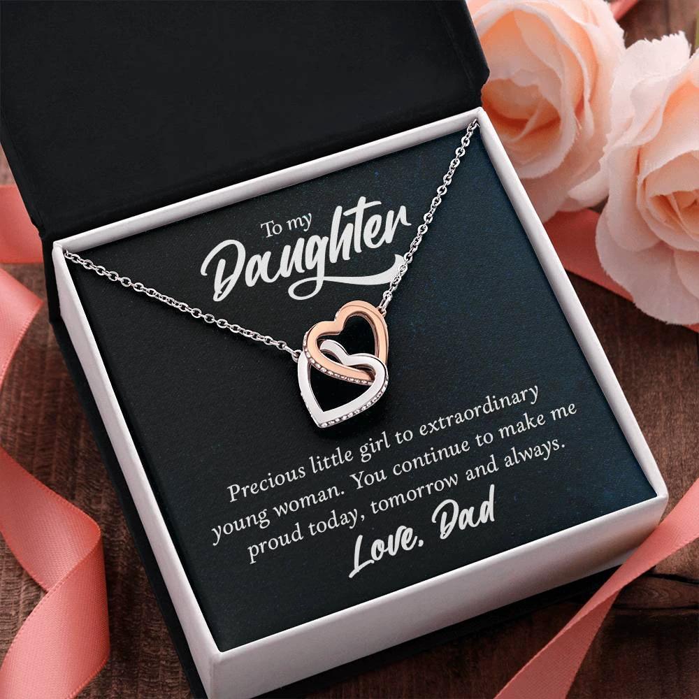 To My Daughter Gift From Dad - You Make Me Proud - Interlocking Hearts Necklace