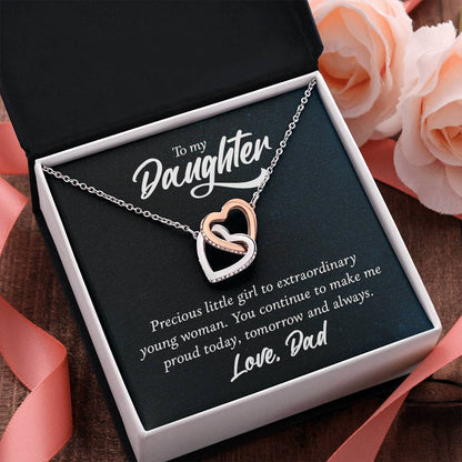 To My Daughter Gift From Dad - You Make Me Proud - Interlocking Hearts Necklace - Mallard Moon