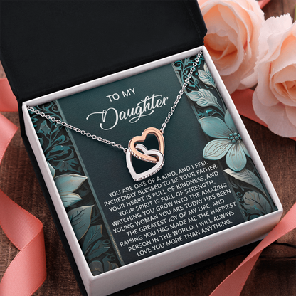 To My Daughter Interlocking Hearts Necklace – A Heartfelt Gift She'll Cherish Forever - I am Blessed to be your Father - Mallard Moon Gift Shop