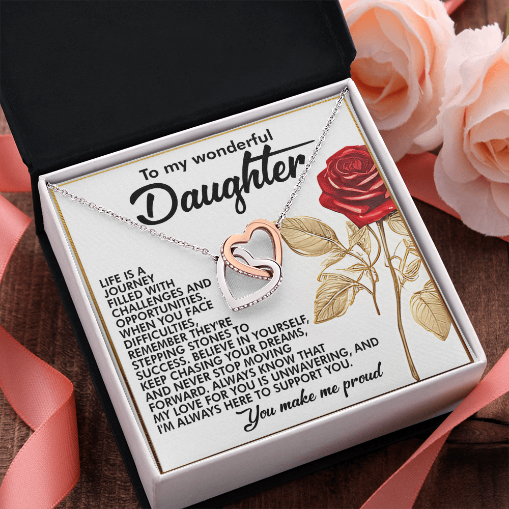 To My Wonderful Daughter – You Make Me Proud – Motivational Necklace Gift with Message of Love and Support - Mallard Moon Gift Shop