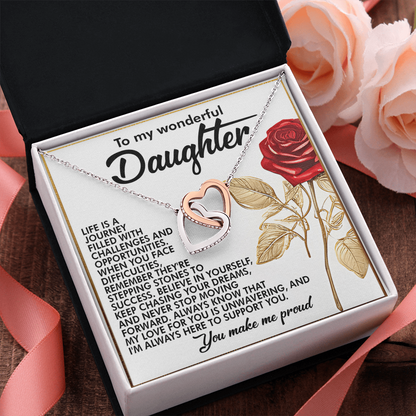 To My Wonderful Daughter – You Make Me Proud – Motivational Necklace Gift with Message of Love and Support - Mallard Moon Gift Shop