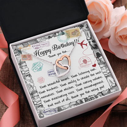 Happy Birthday Daughter Interlocking Hearts Necklace – Thank You for Being You | Meaningful Birthday Gift from Parent - Mallard Moon Gift Shop