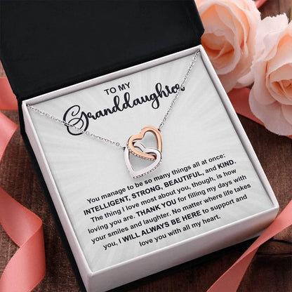 Granddaughter Gift I Will Always Be Here and I Love You With All My Heart Necklace with Heartfelt Message - Mallard Moon Gift Shop