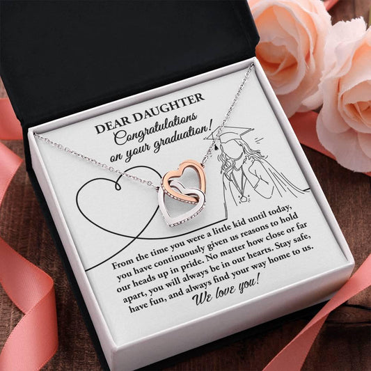 Dear Daughter Congratulations on your Graduation Interlocking Hearts Pendant Necklace - Mallard Moon Gift Shop