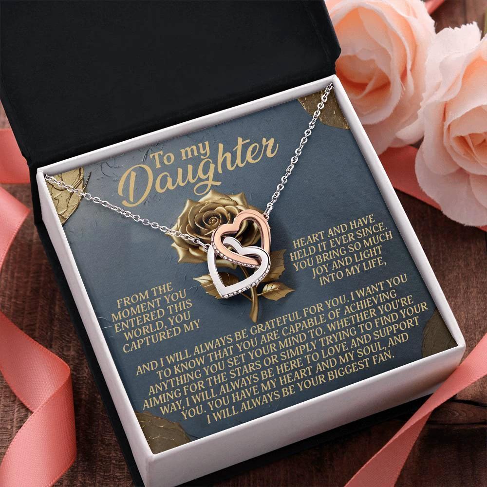 To My Daughter - You Have My Heart & My Soul - Interlocking Hearts Necklace
