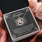 To My Beautiful Daughter - Interlocking Hearts Necklace with Sentimental Message – Birthday, Graduation, Christmas Jewelry – Luxury LED Box Option