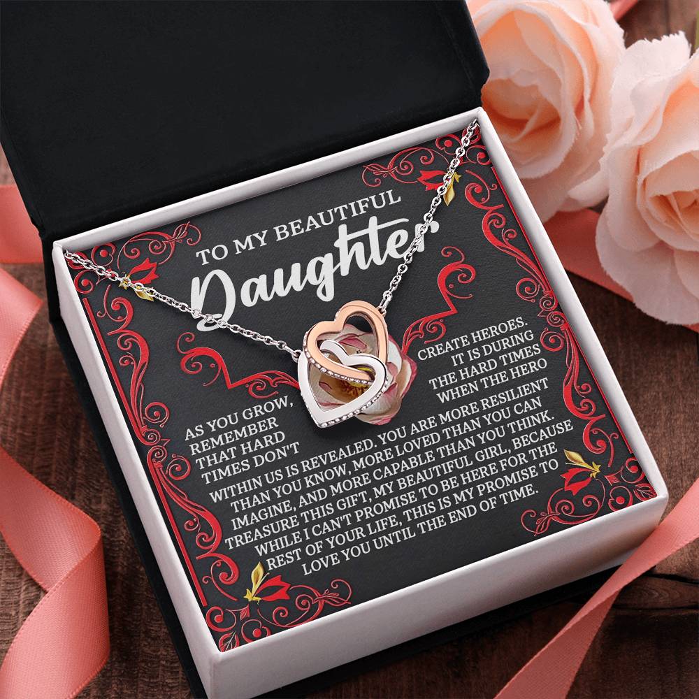 To My Beautiful Daughter - Promise To Love You - Interlocking Hearts Necklace – A Gift of Strength & Resilience - Mallard Moon Gift Shop