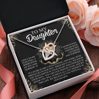 To My Daughter - You Are Our Shining Star - Interlocking Hearts Necklace - Mallard Moon Gift Shop