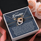 To My Daughter - Heartfelt Gift of Love & Encouragement Interlocking Hearts Necklace