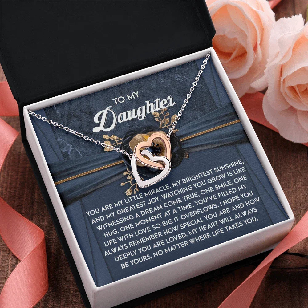 To My Daughter - Heartfelt Gift of Love & Encouragement Interlocking Hearts Necklace